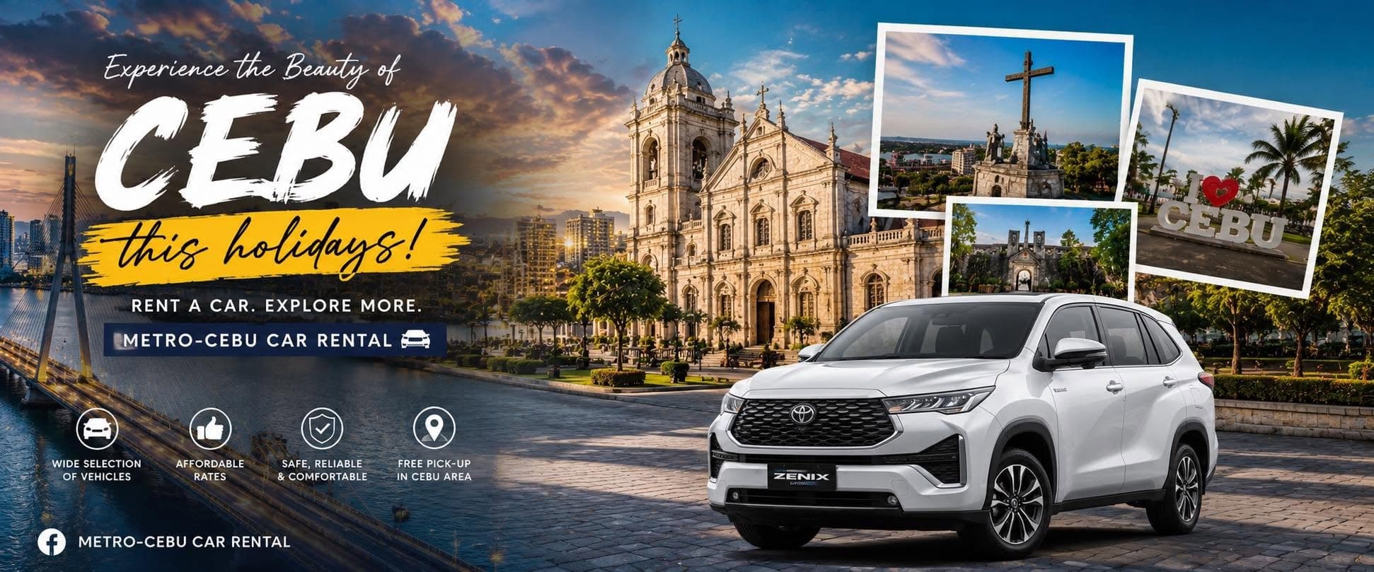 Toyota Innova Zenix in front of the Cebu skyline and Basilica